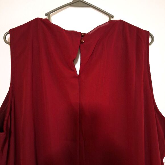 Asymmetrical Women's Plus Sized Cocktail Dress Red Embellished Elegant 4X - Picture 6 of 12